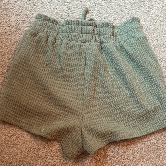 Tractr Ribbed Drawstring Shorts - Sage - Picture 2 of 3